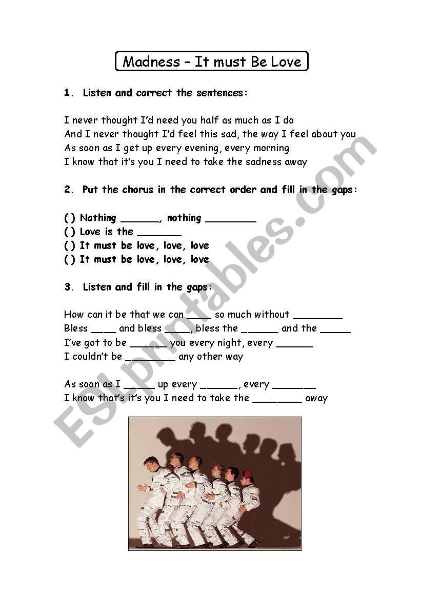 Madness it must be love worksheet