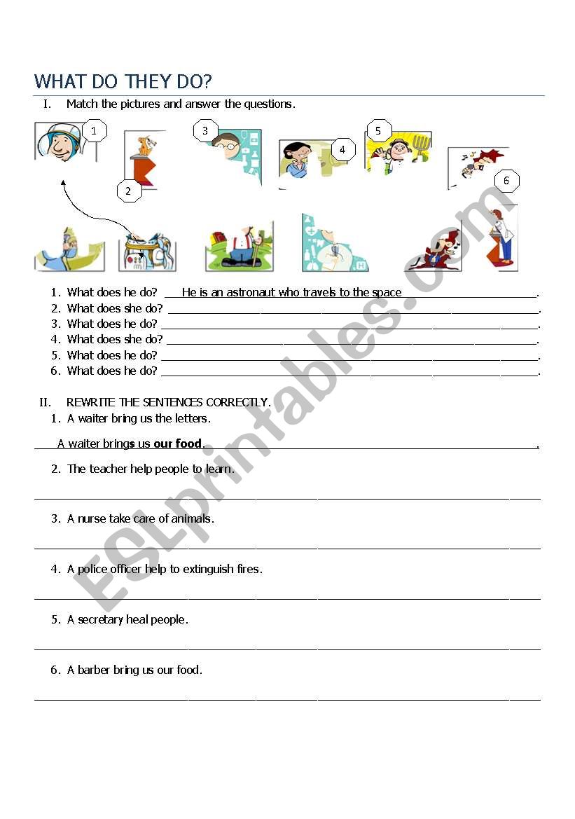 What do they do? worksheet