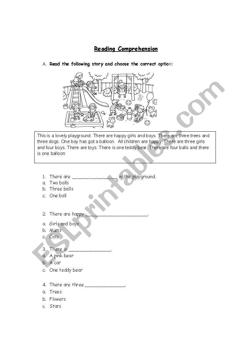 reading comprehension worksheet