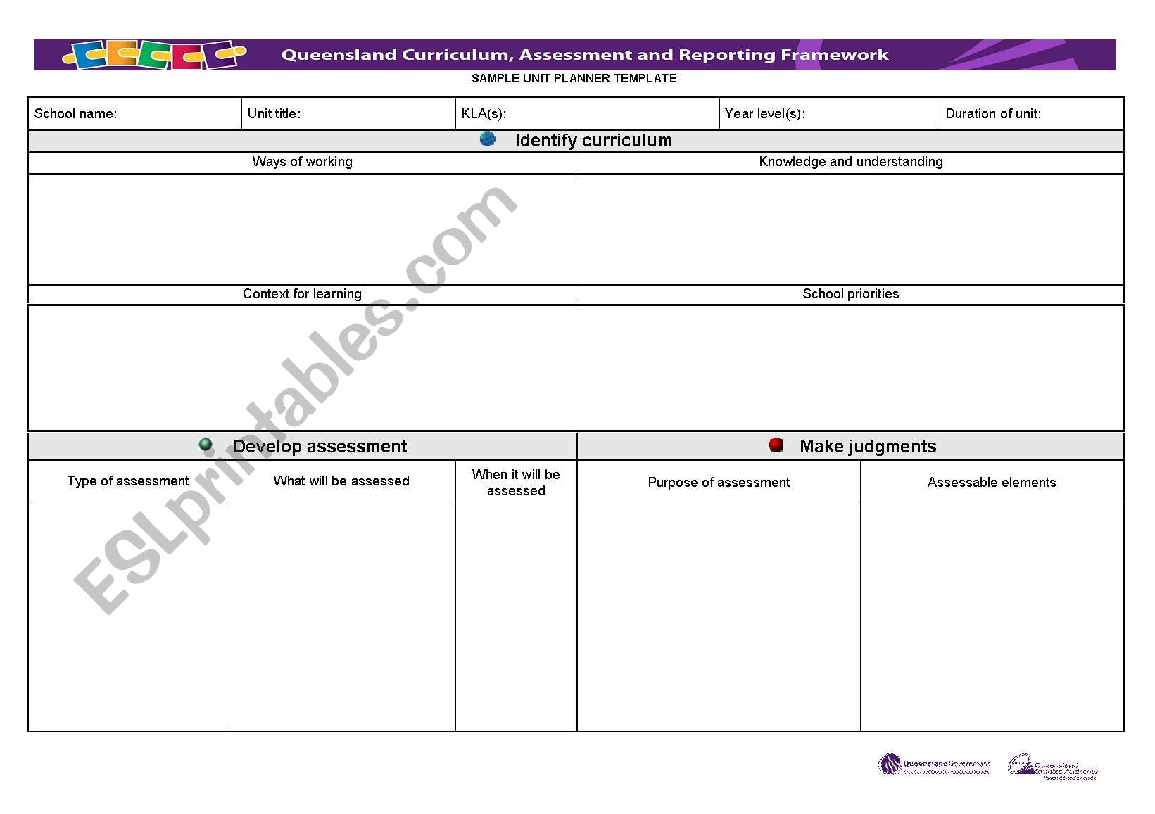 unit planner worksheet