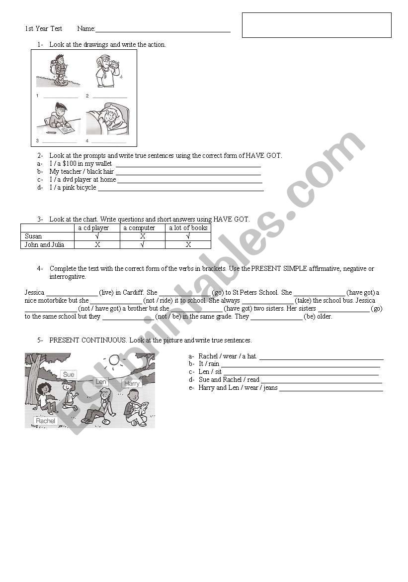 Beginners exercises worksheet