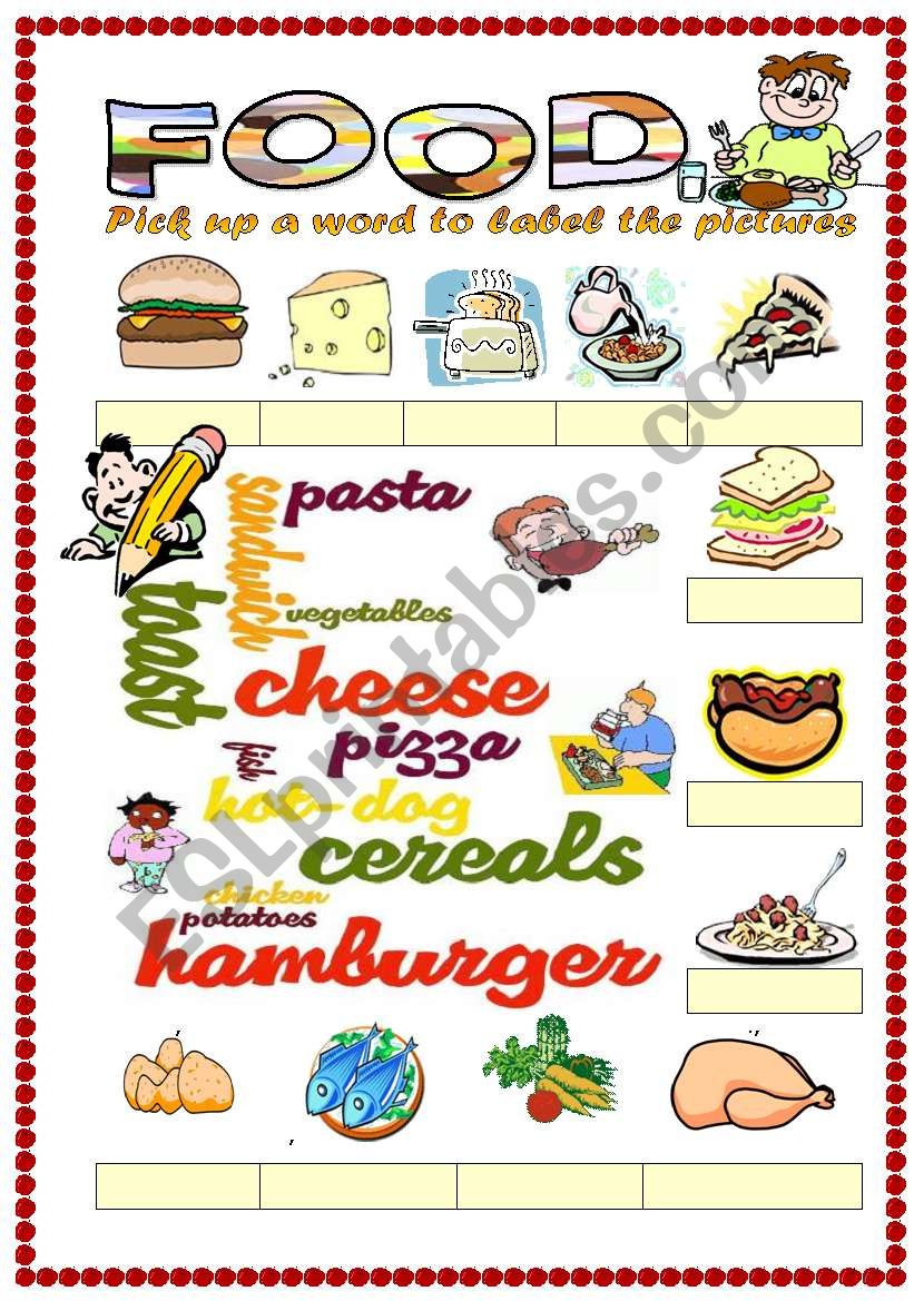 Food vocabulary 1 (word mosaic included)