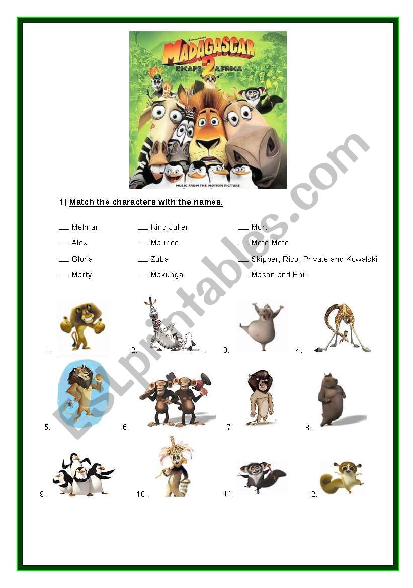 Madagascar 2 - Movie worksheet