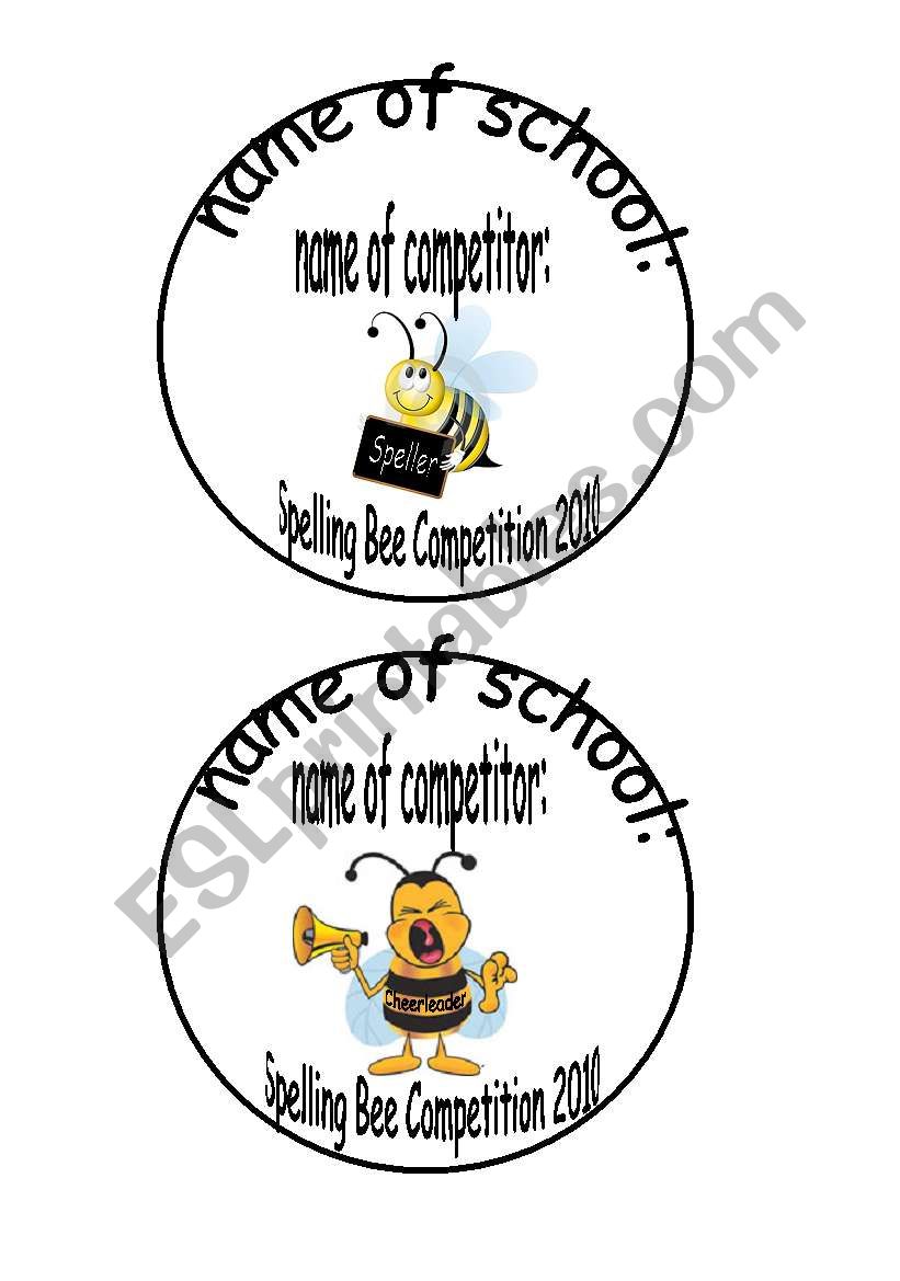 Spelling Bee name cards 2 pages