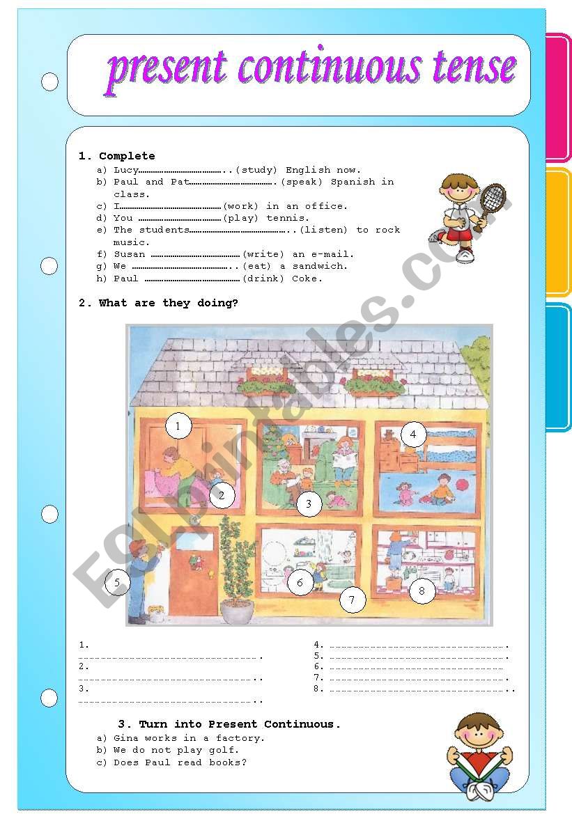 PRESENT CONTINUOUS TENSE worksheet