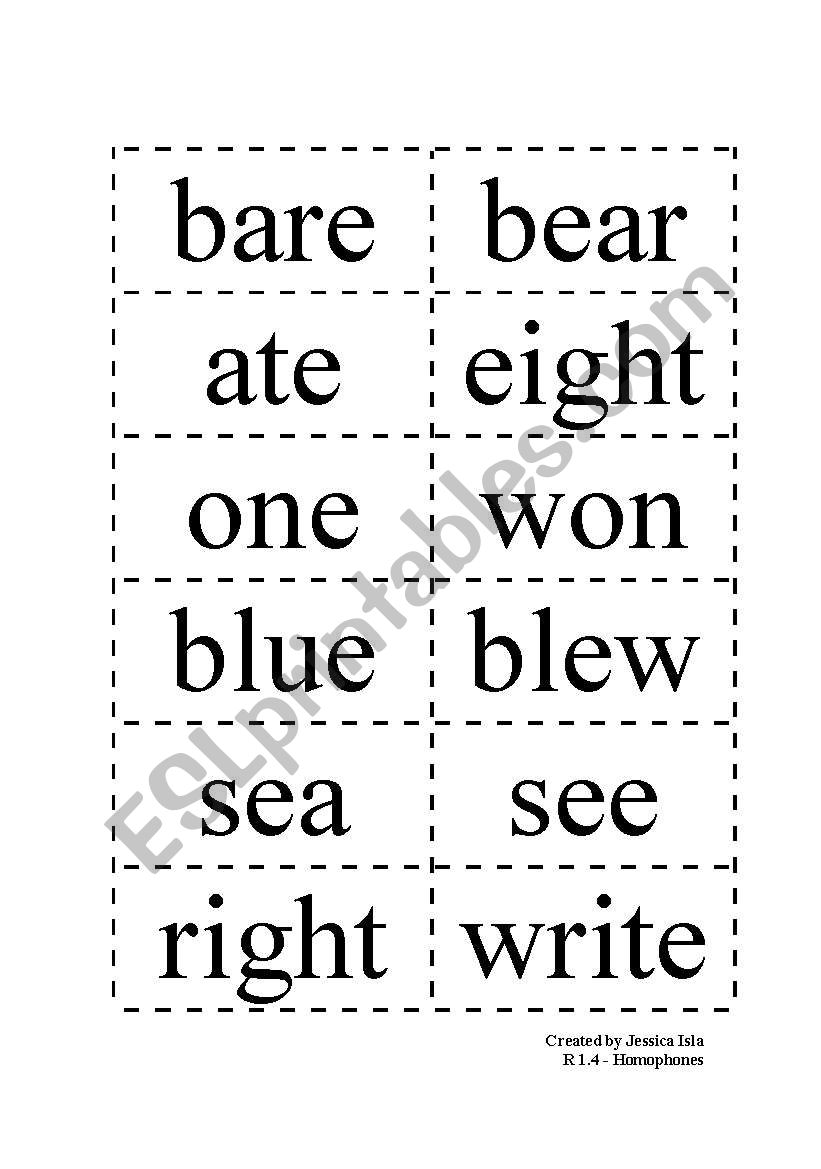 Homophone Word Sort worksheet