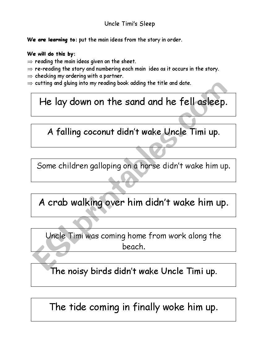 Reading Response for Uncle Timis Sleep (Learning Media Publication)