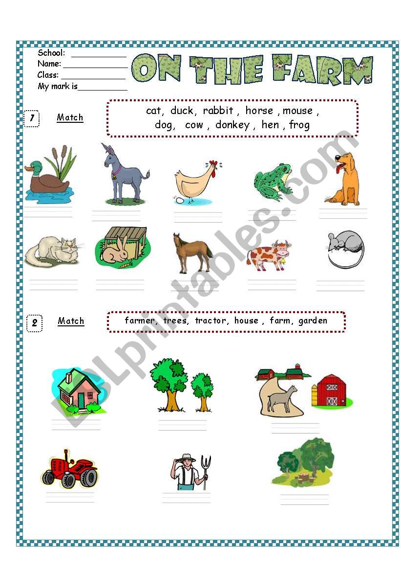 Farm Animals /  Vocabulary & Writing ( for beginners)  3 pages