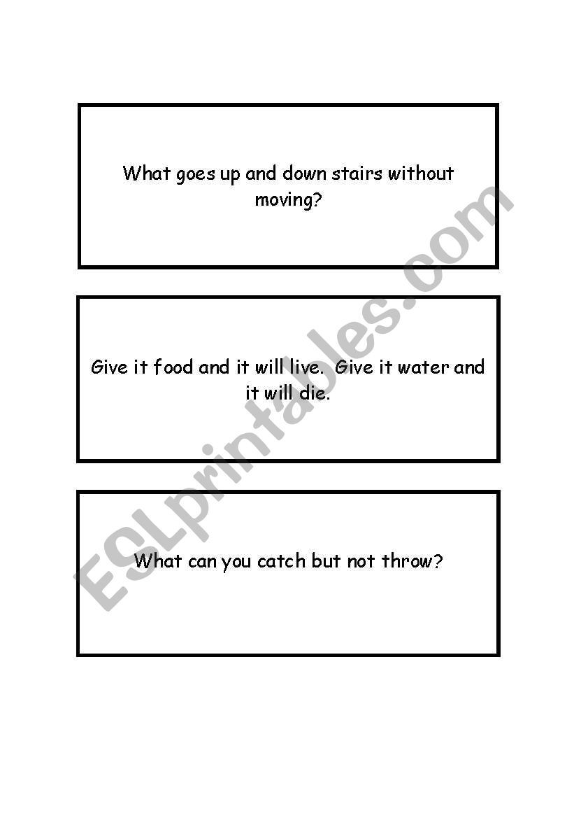 Riddles + key worksheet