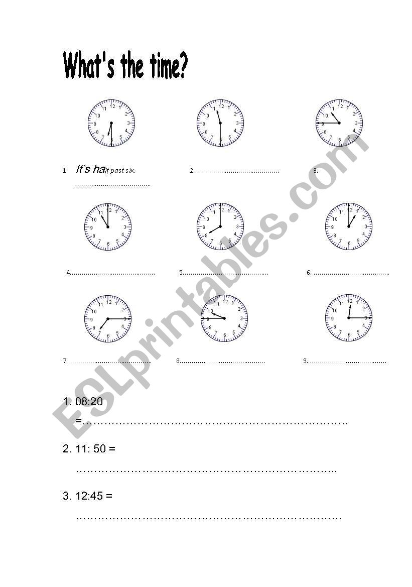 Whats the time? worksheet