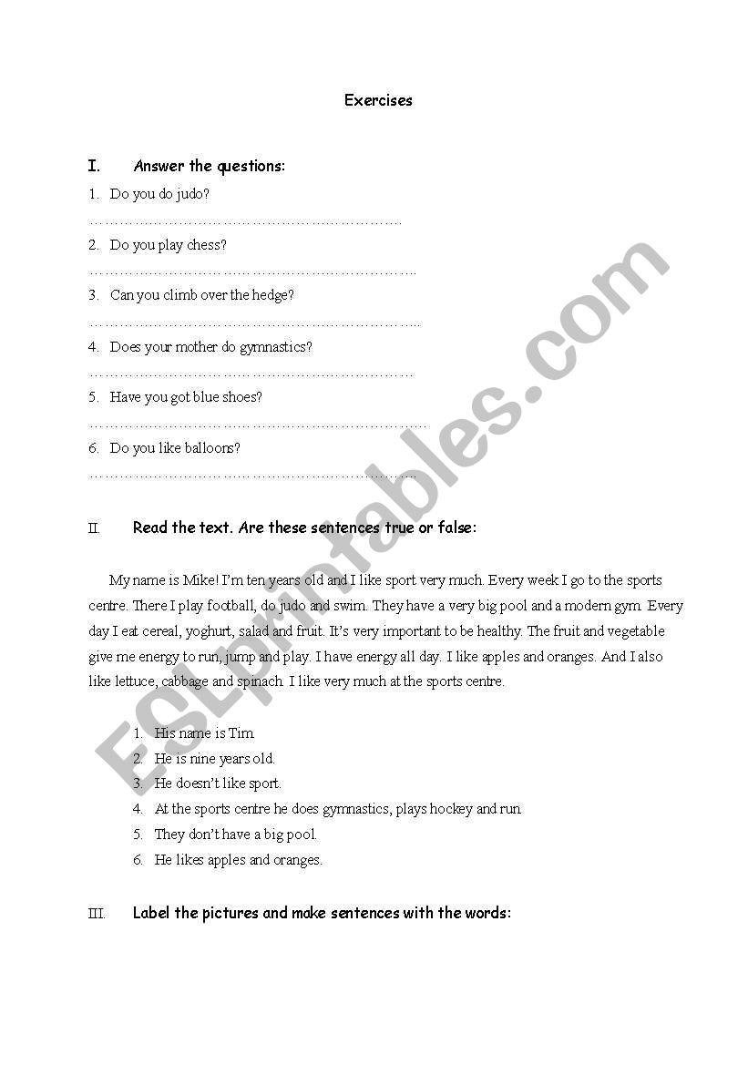 EXERCISES worksheet