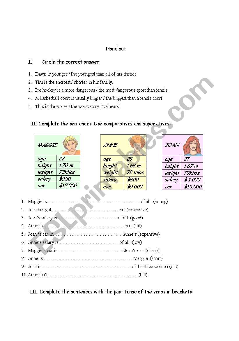 Comparatives worksheet