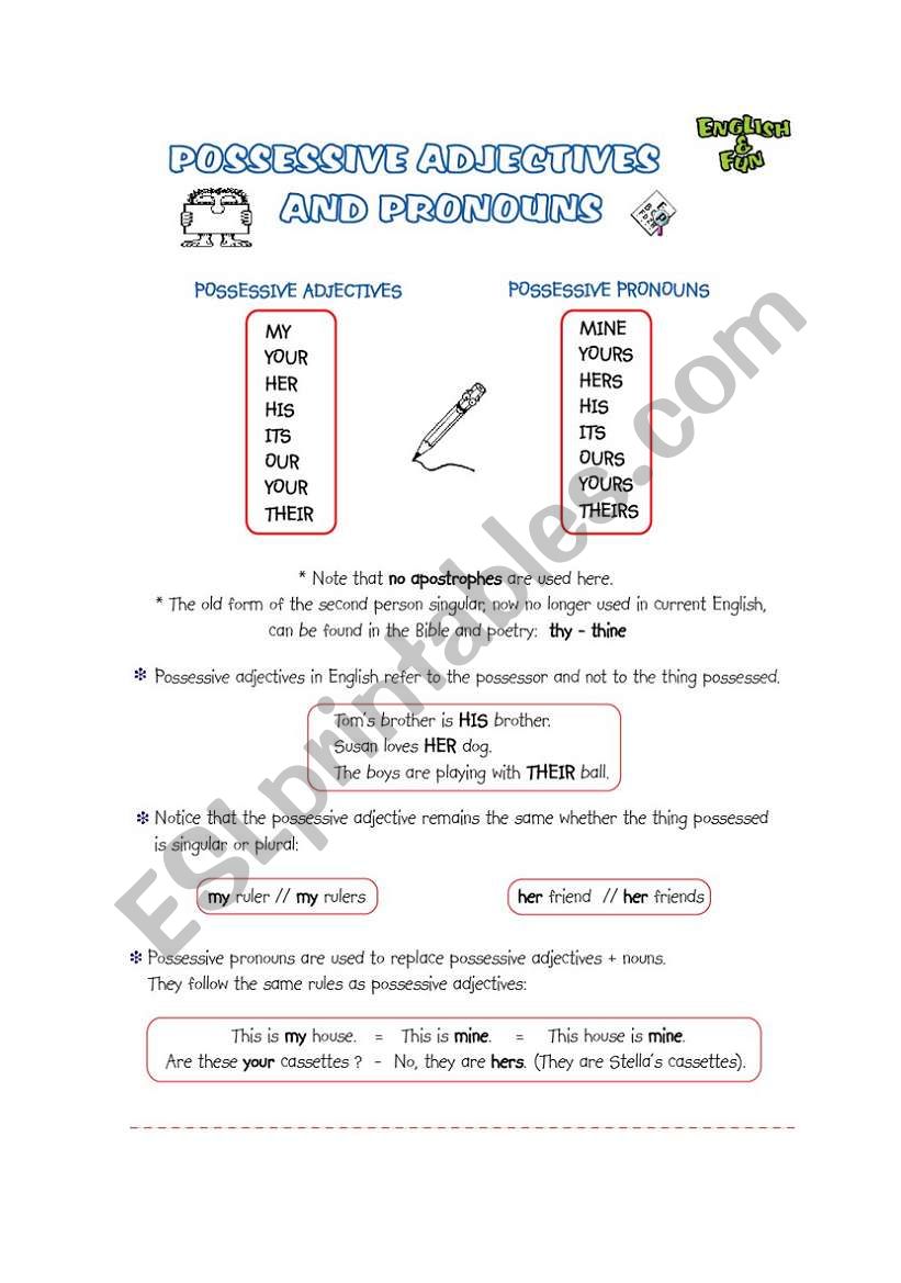 Possessive adjectives worksheet