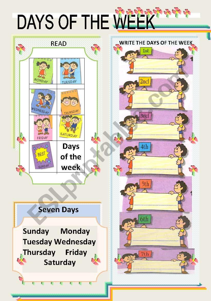 DAYS OF THE WEEK worksheet