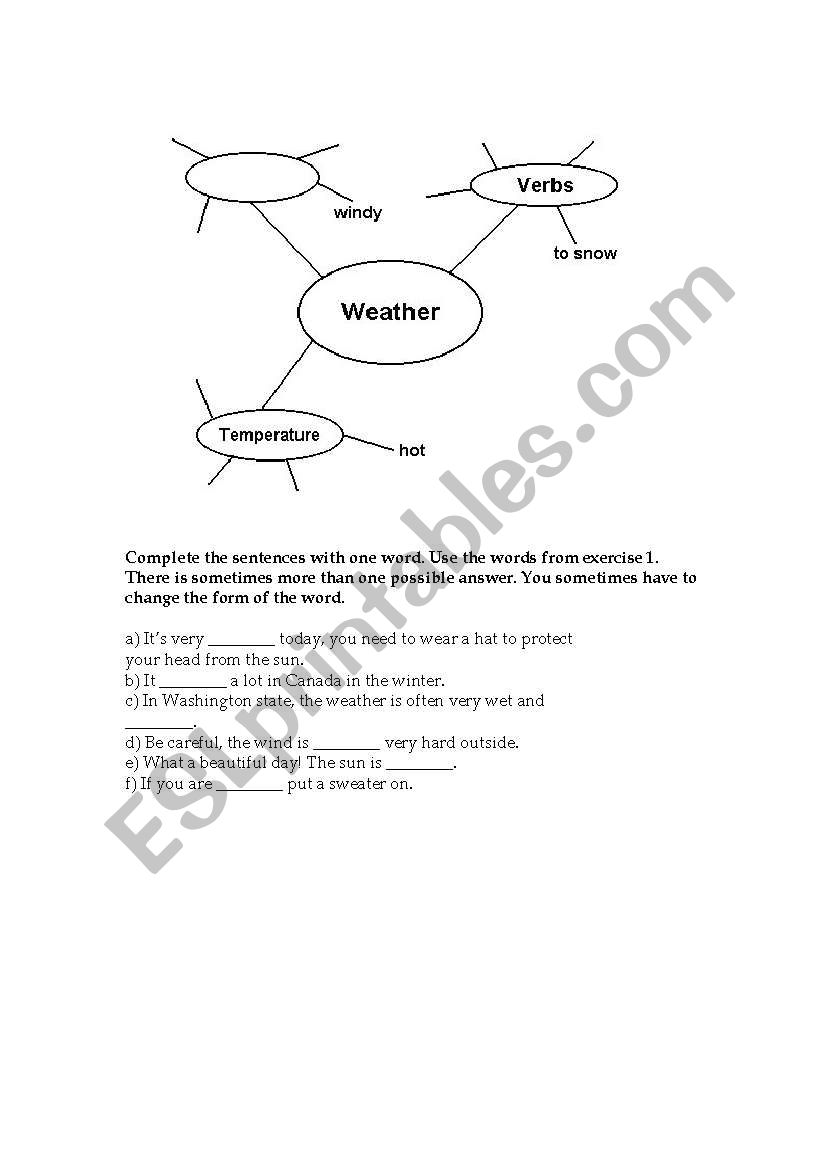 weather spidogram worksheet
