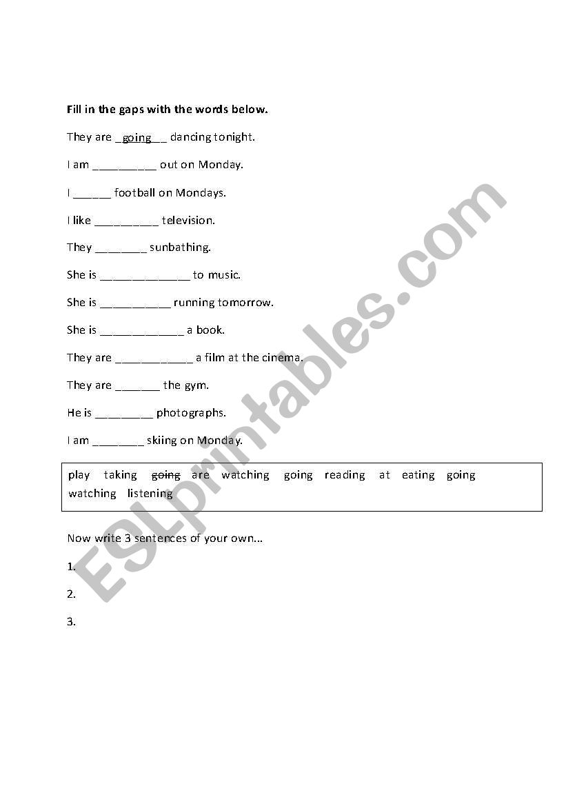 Hobbies gap fill worksheet