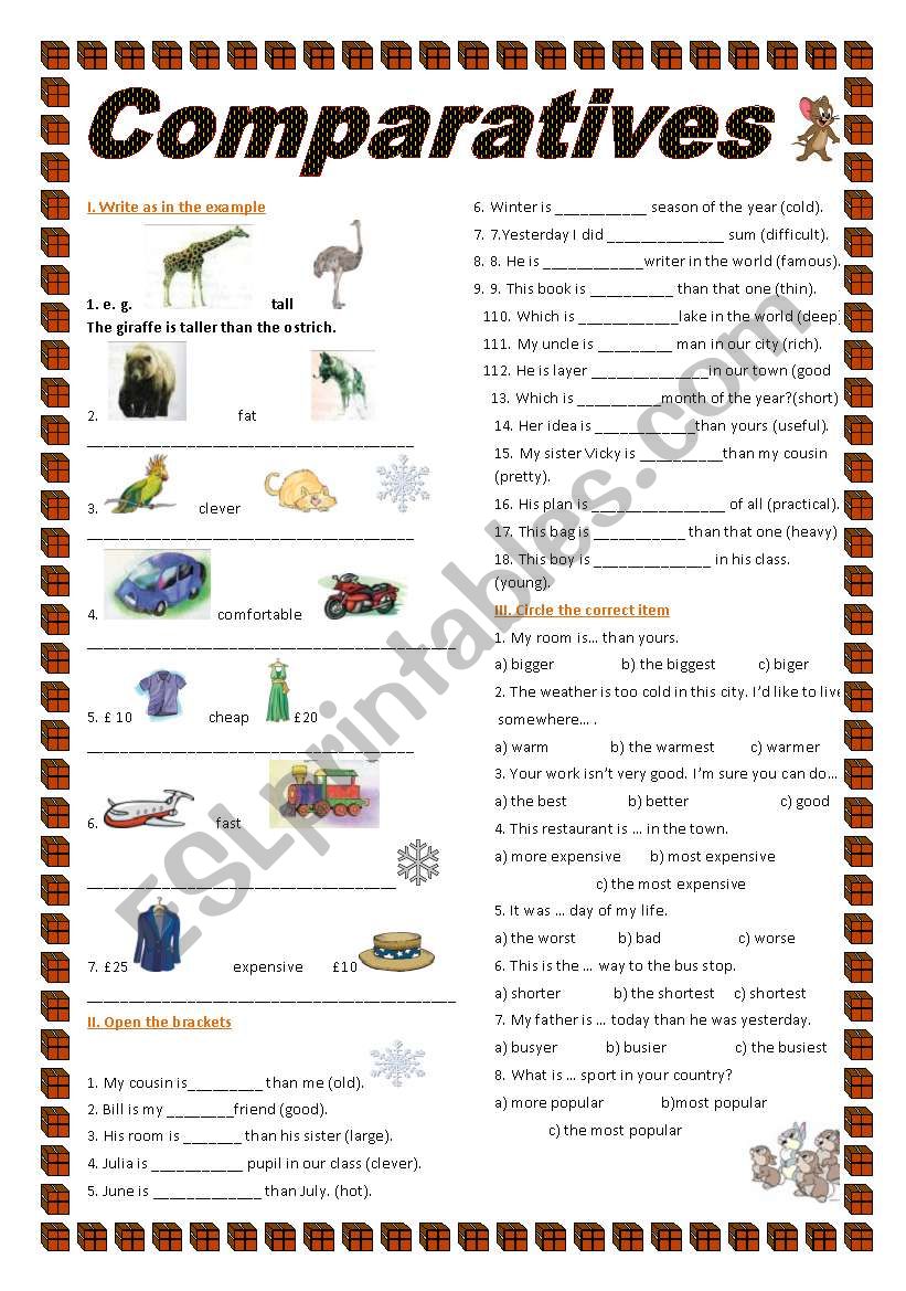 comparatives worksheet