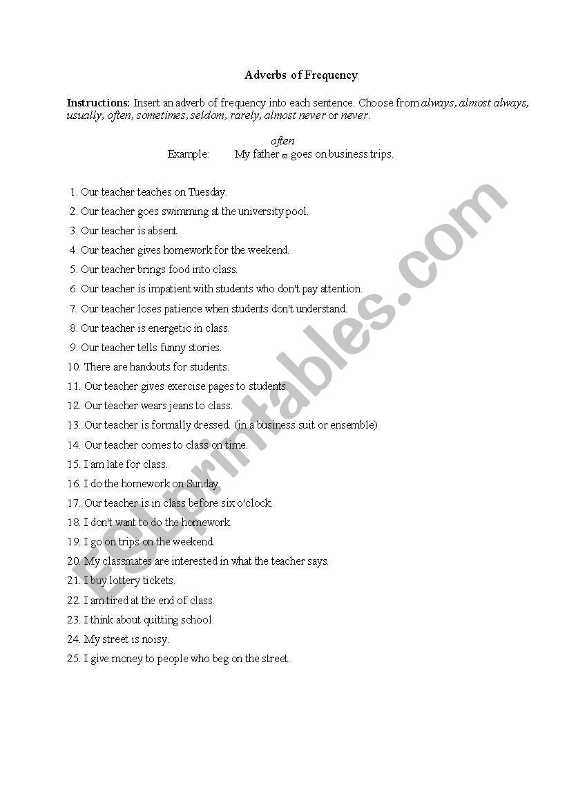 adevrbs worksheet