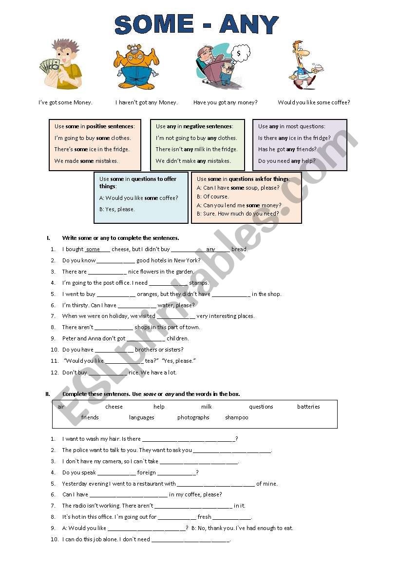 SOME - ANY worksheet
