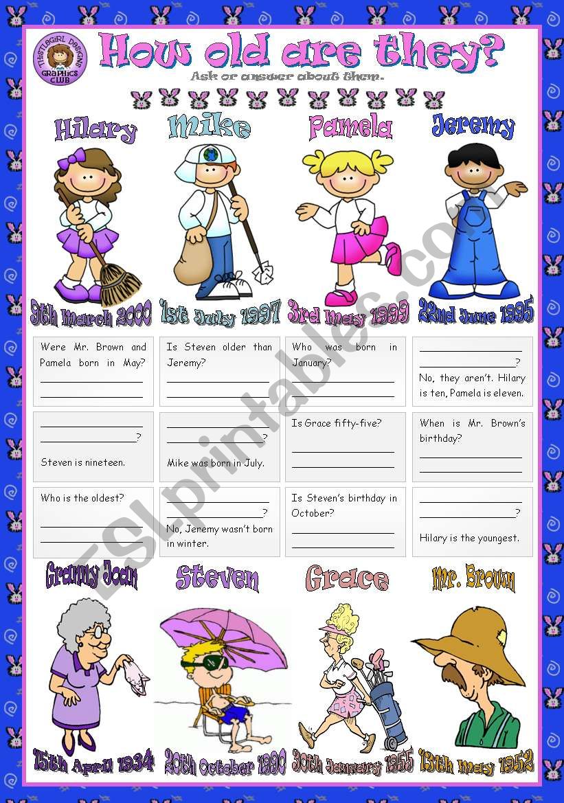 HOW OLD ARE THEY? worksheet