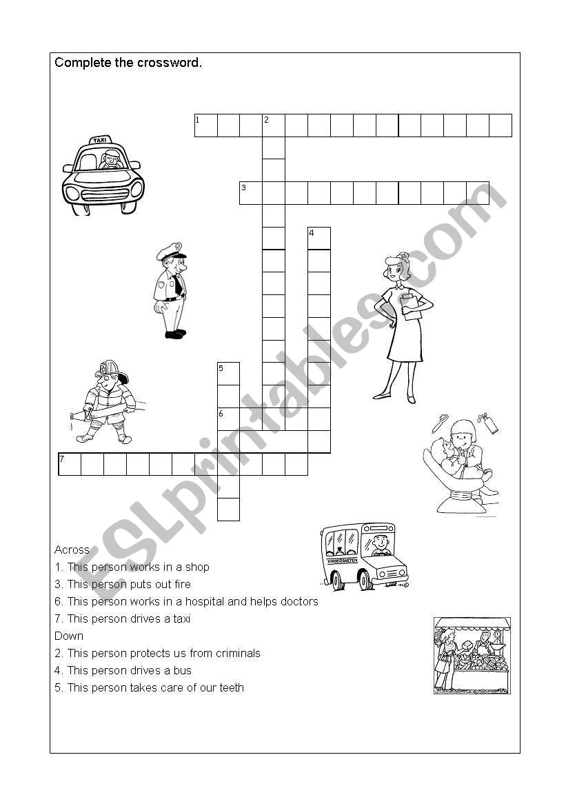 Jobs crossword worksheet