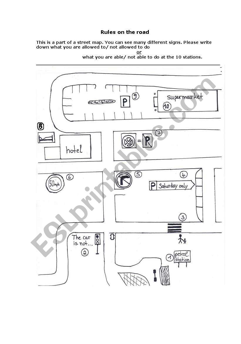 Rules on the road worksheet