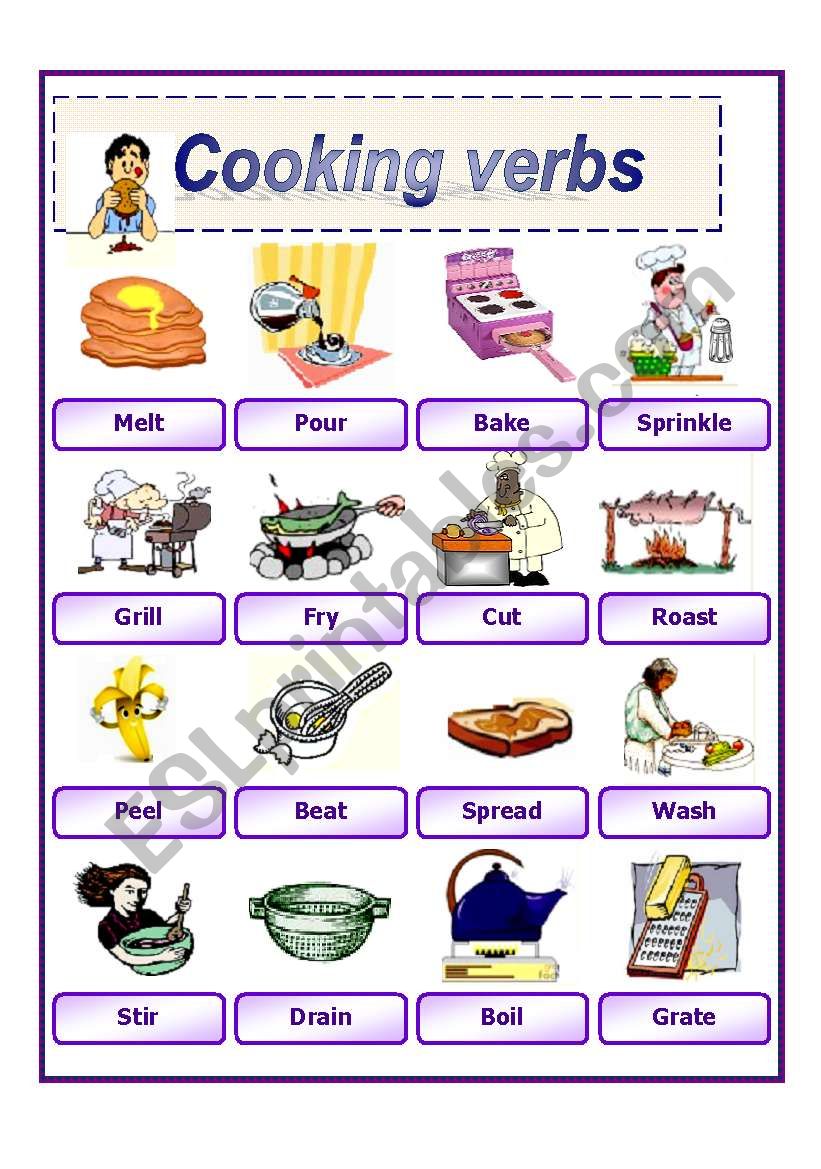 cooking verbs 2 worksheet