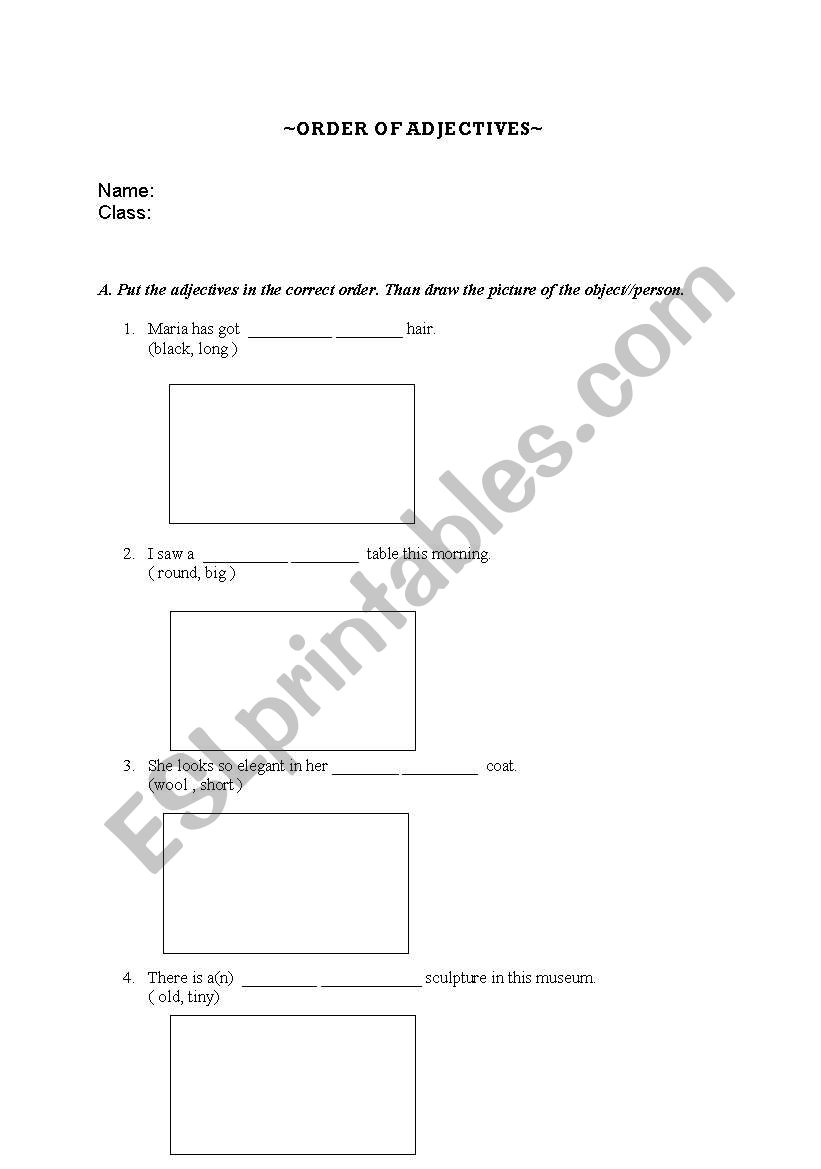 adjectives worksheet