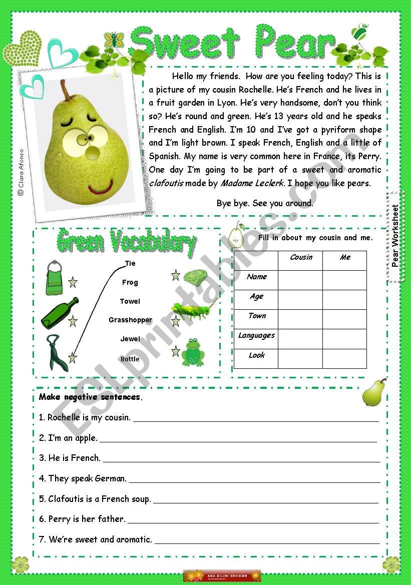 Sweat Pear worksheet