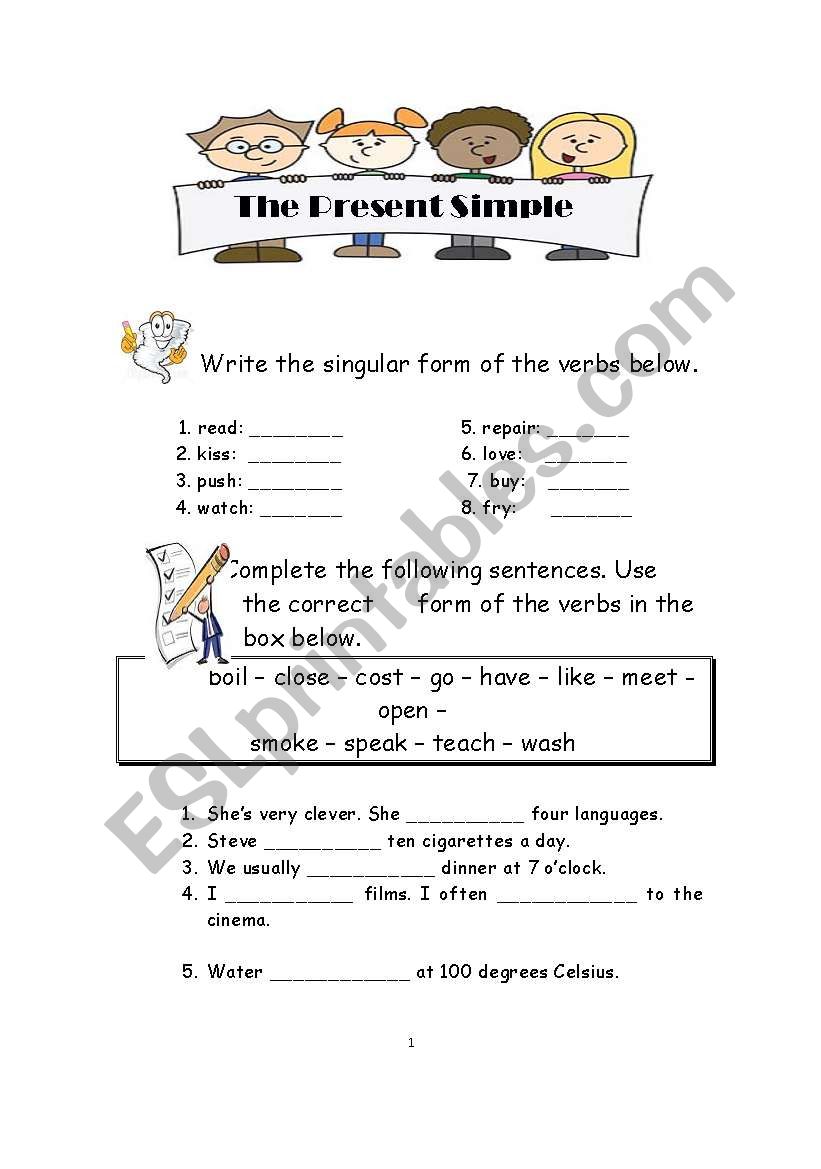 the present simple worksheet