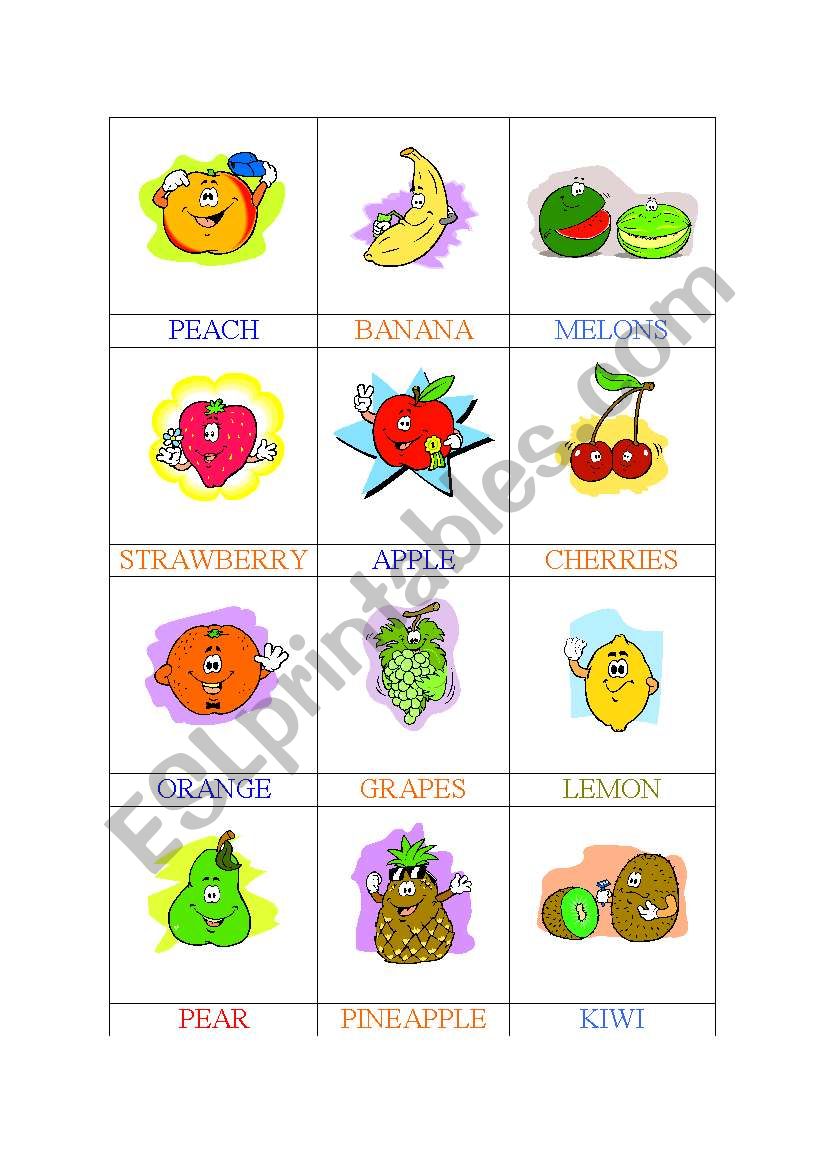 MEMORY GAME - FRUITS 4 OF 6 - FULLY EDITABLE