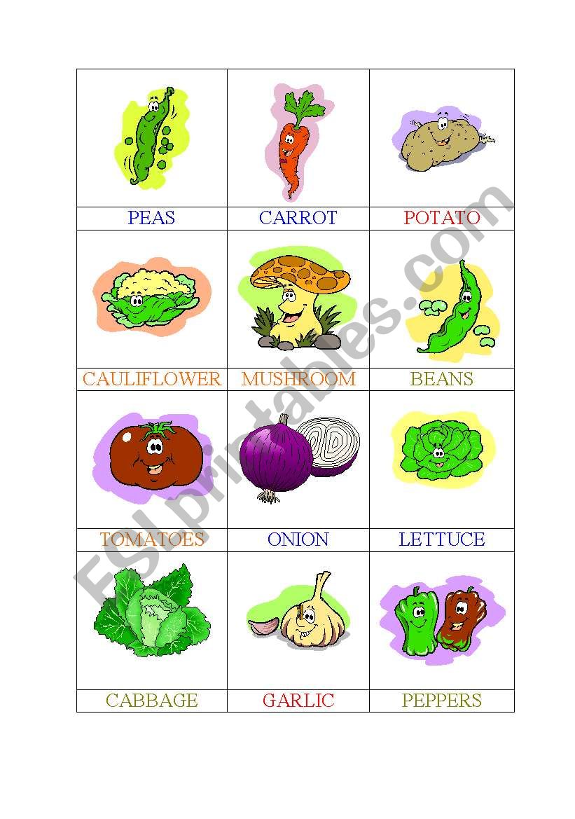 MEMORY GAME - VEGETABLES -6 OF 6 - FULLY EDITABLE