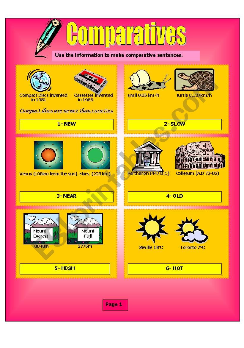 Comparatives worksheet