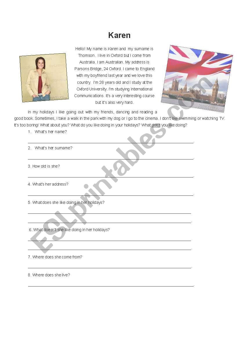  personal information worksheet