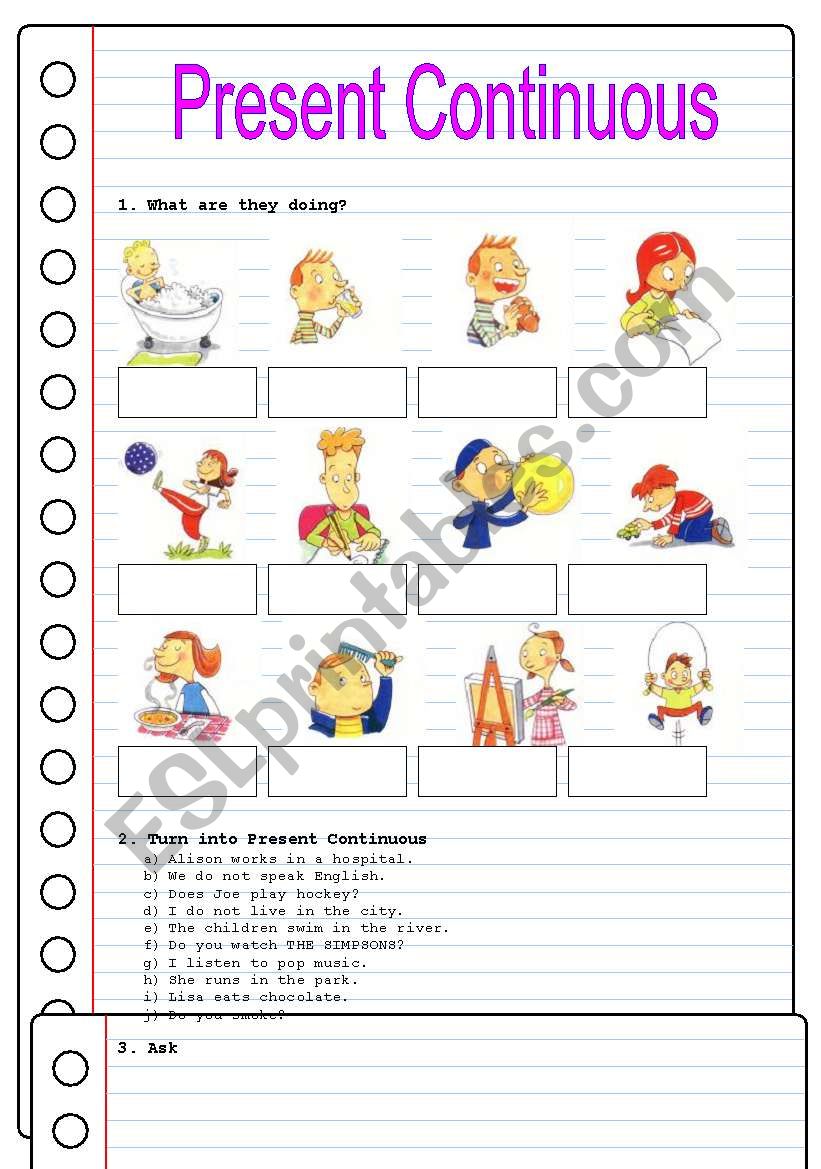 PRESENT CONTINUOUS worksheet