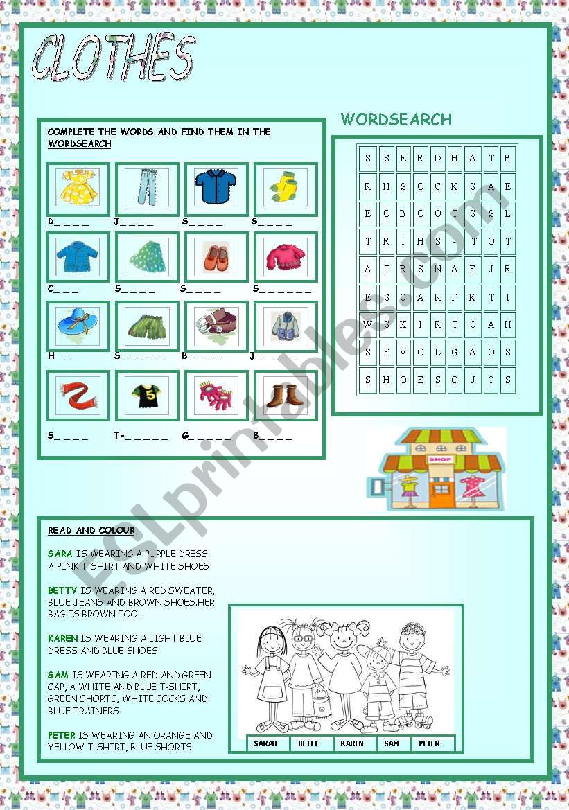 CLOTHES worksheet