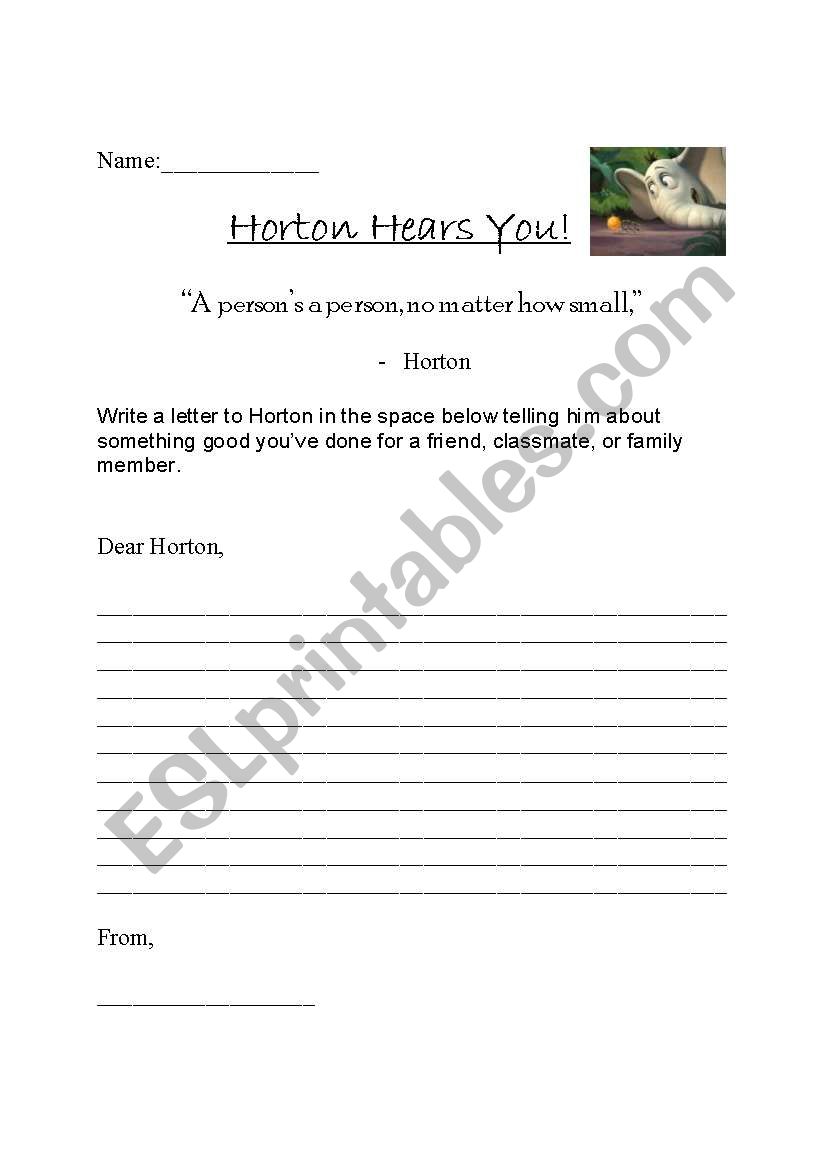 Horton Hears You worksheet