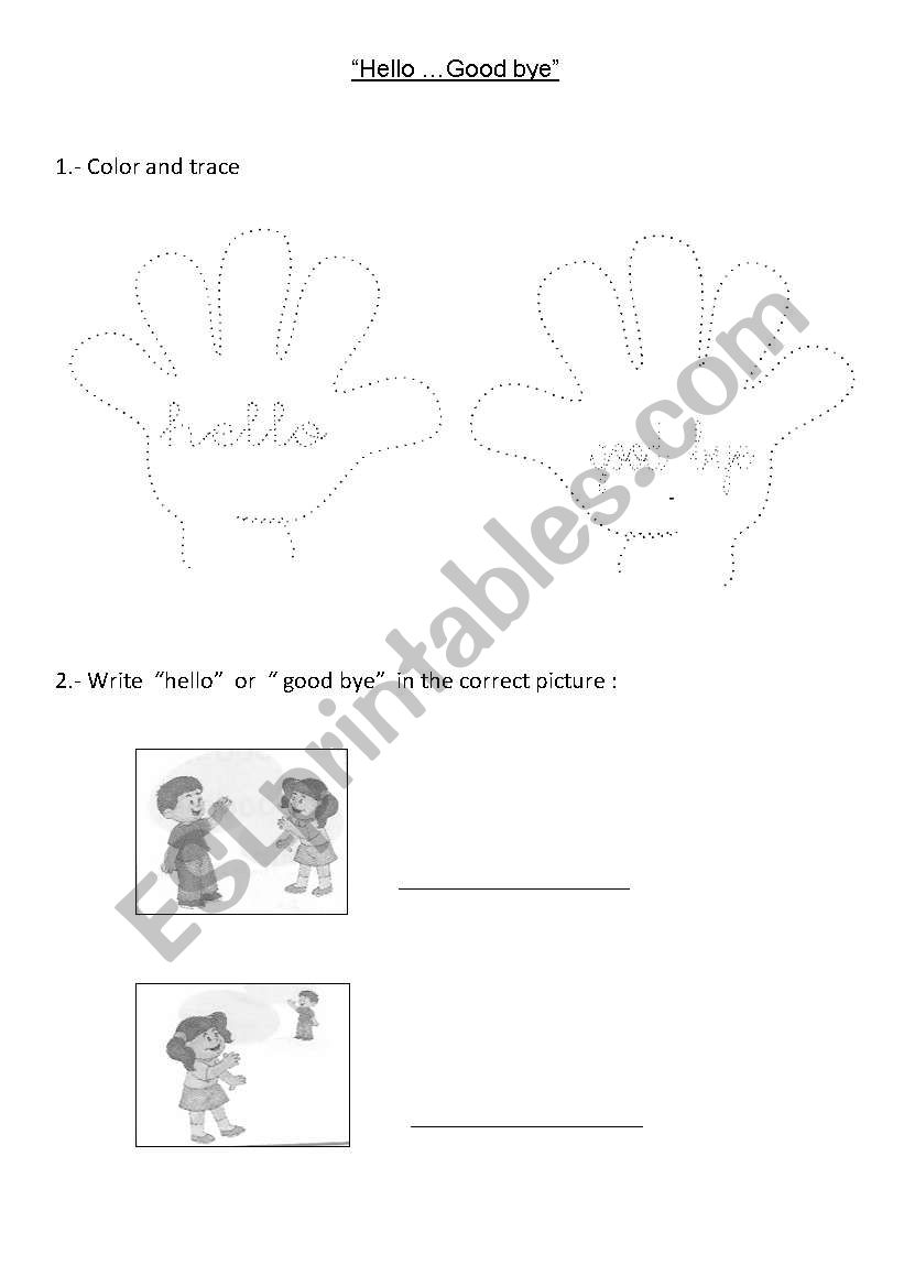 Saying hello and goodbye worksheet