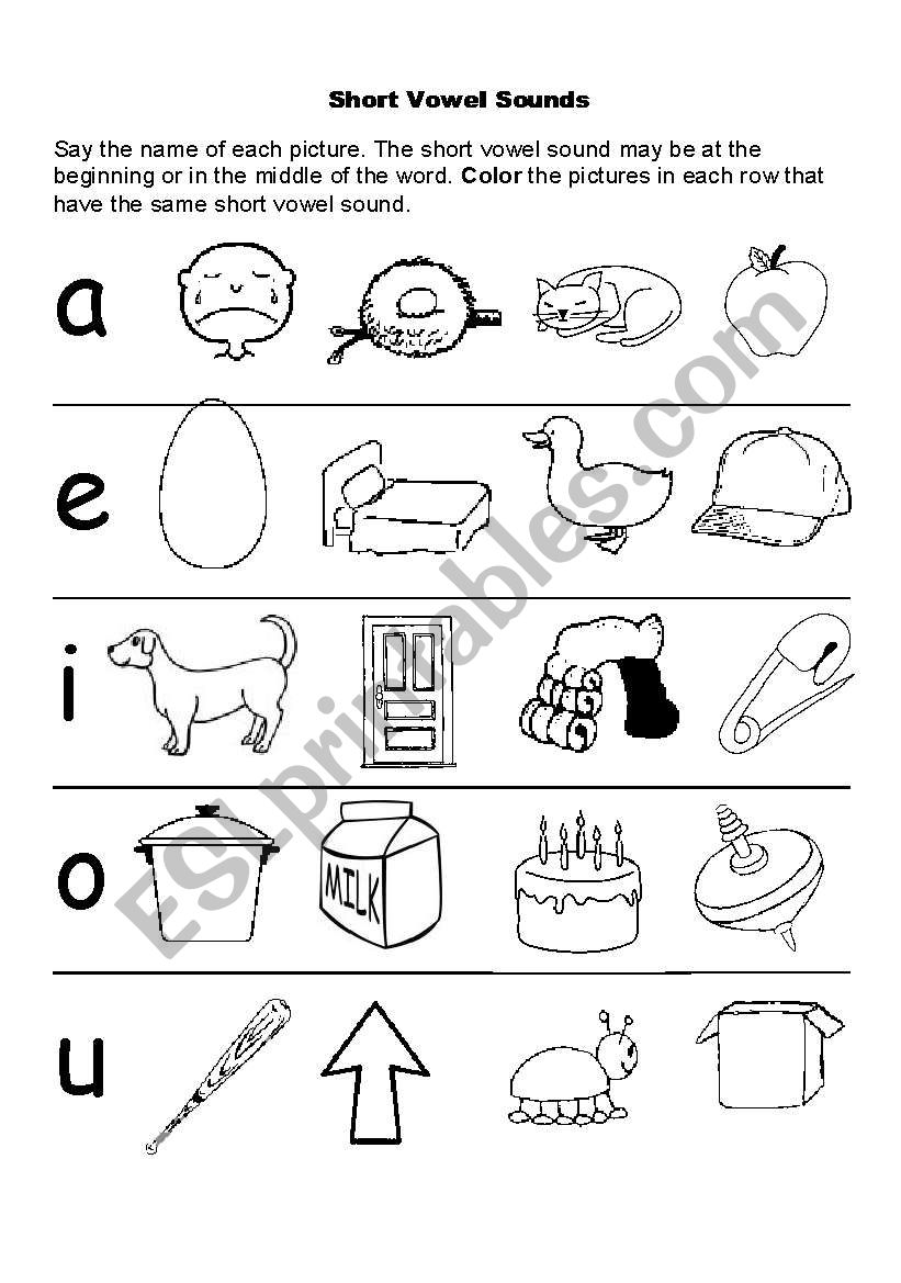 Short vowel sounds worksheet