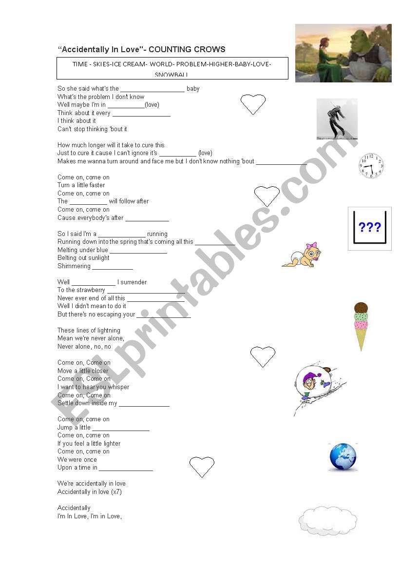 Accidentally in Love worksheet