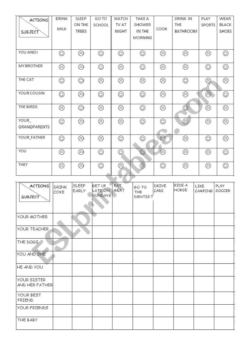 DO AND DOES worksheet