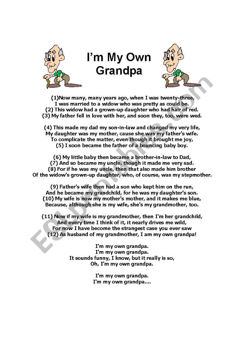 IÂ´m My Own Grandpa worksheet
