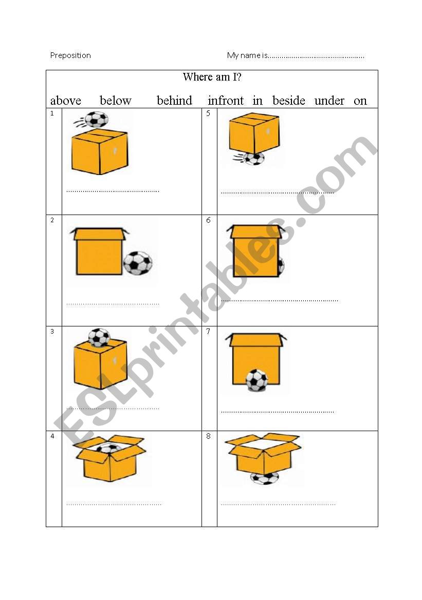 preposition worksheet