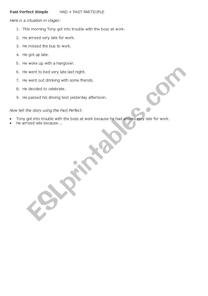 Past Perfect Practice worksheet