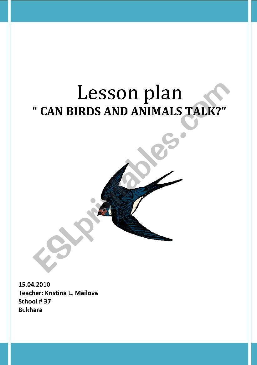 Can birds and animals talk? worksheet