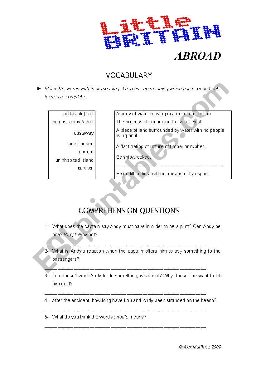 Little Britain Abroad worksheet