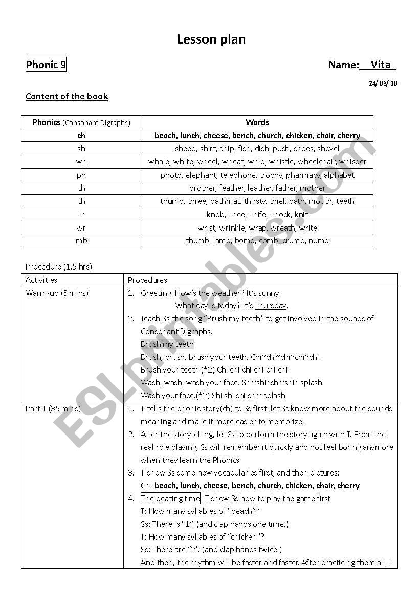 Phonics worksheet