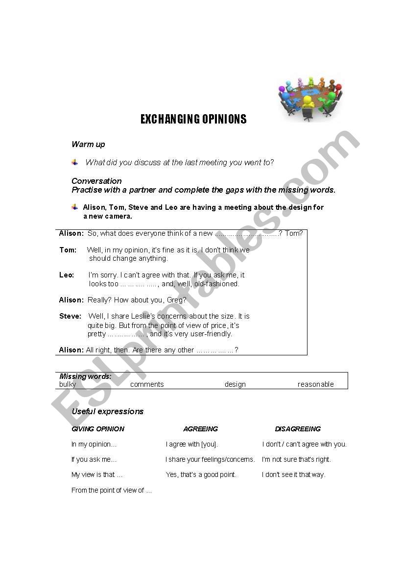 Exchanging Opinions worksheet