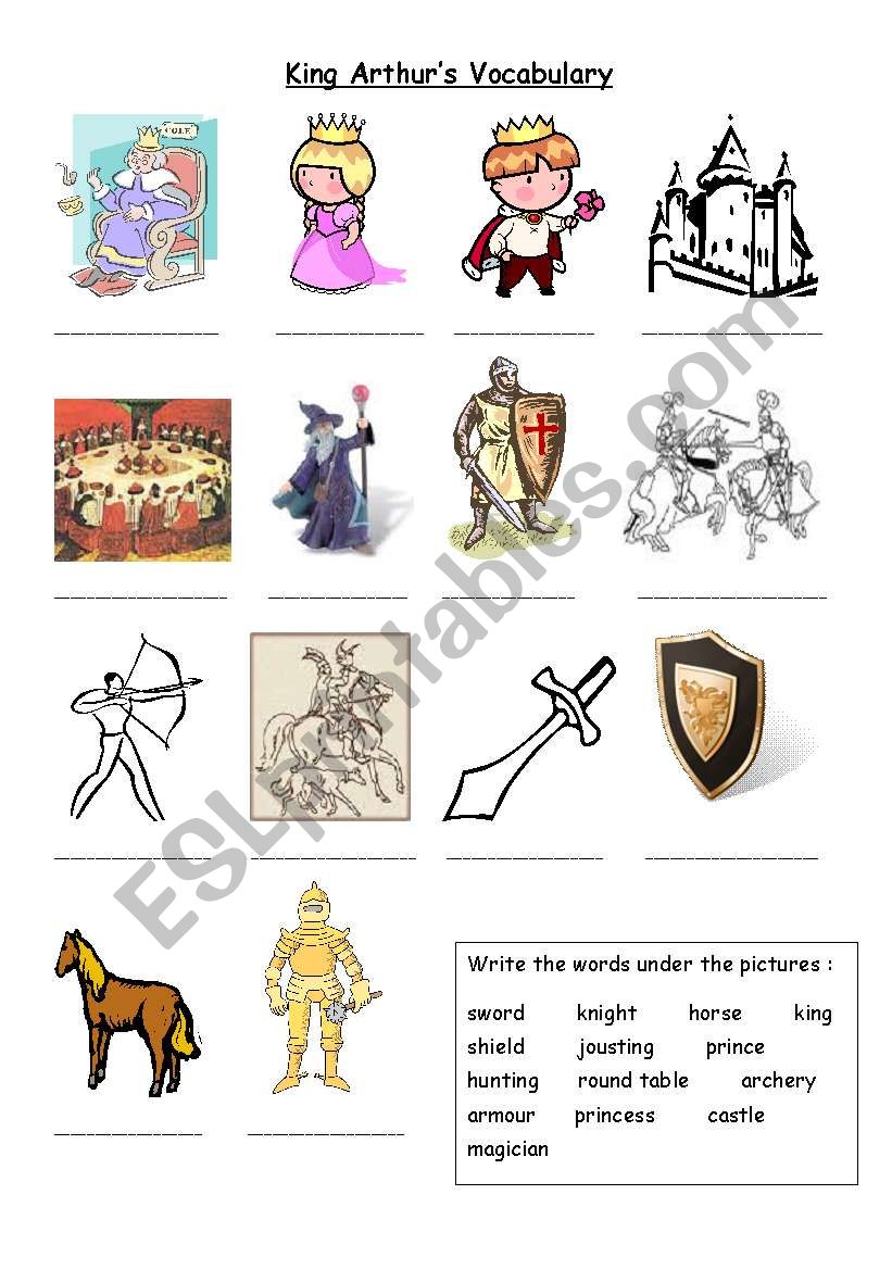 King Arthurs Vocabulary worksheet