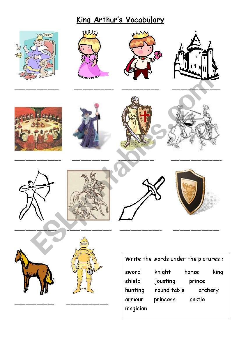King ArthurÂ´s Vocabulary worksheet
